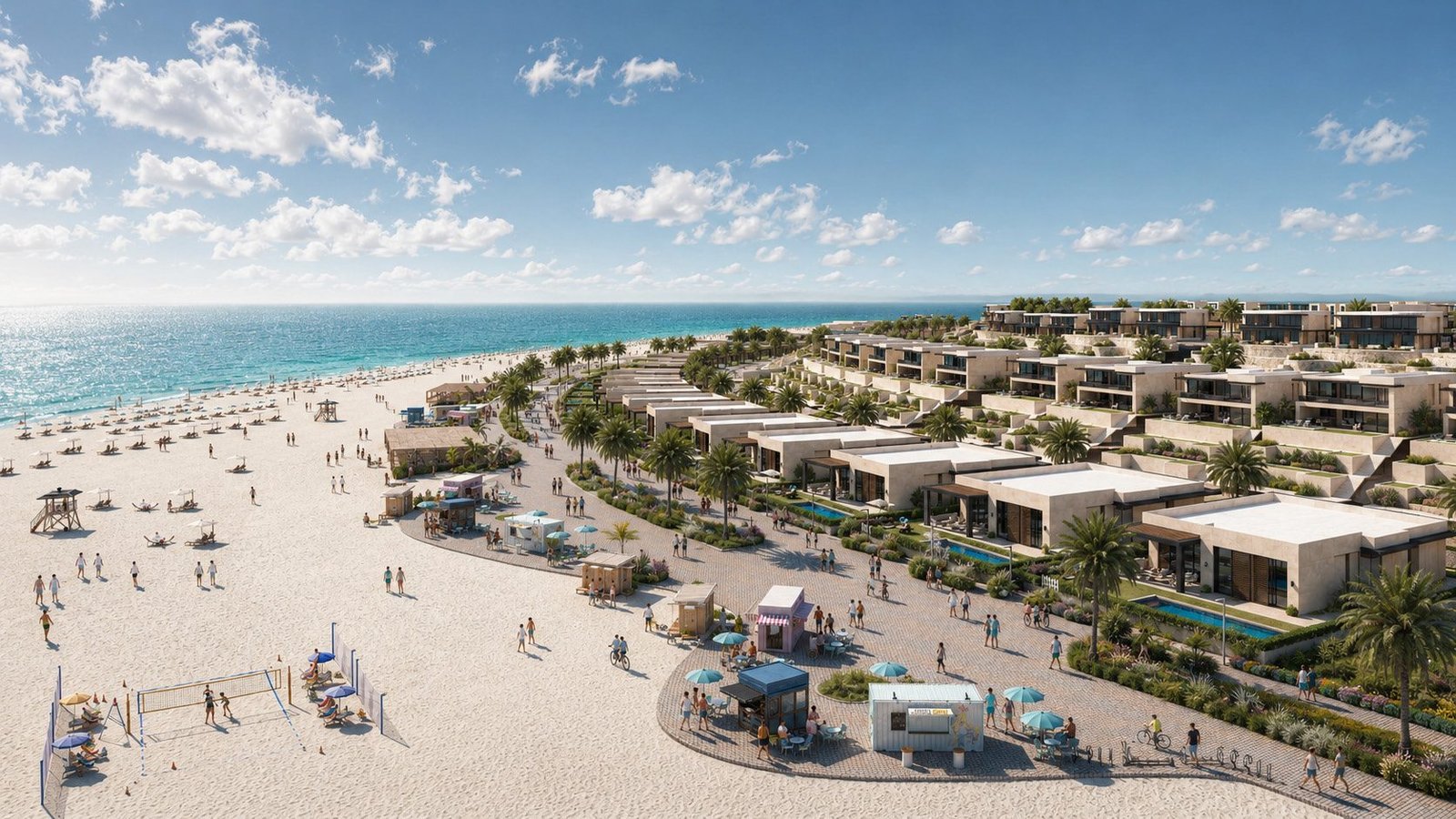 Perla aerial beachfront promenade